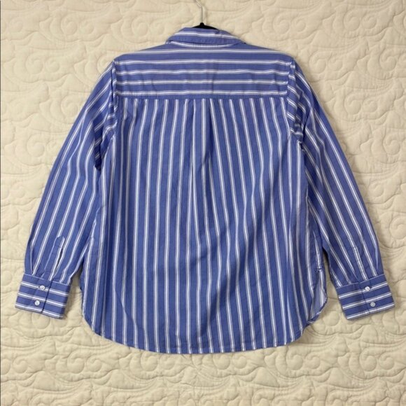 NEW Old Navy The Classic Shirt Blue White Stripe Button Down Cotton Sz Large - Picture 8 of 9